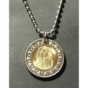 REAL, Circulated Egypt, King Tut Coin Pendant Necklace Great Gift! 🎁